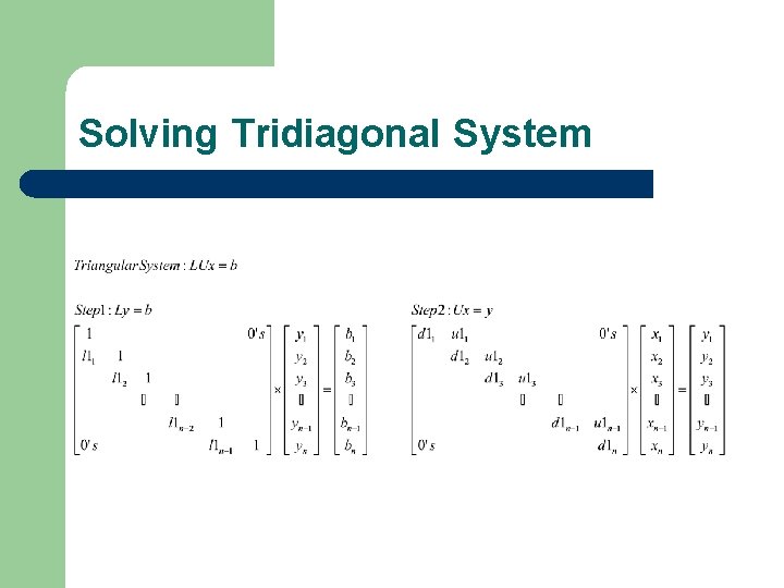 Solving Tridiagonal System 