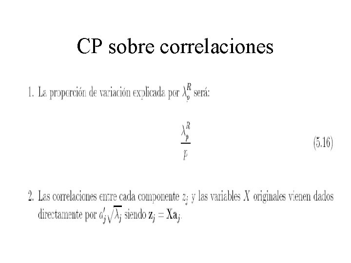 CP sobre correlaciones 