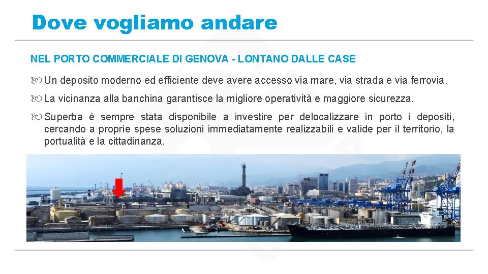 Dove vogliamo andare NEL PORTO COMMERCIALE DI GENOVA - LONTANO DALLE CASE Un deposito