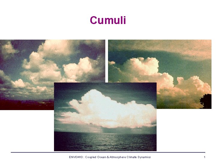 Cumuli ENVI 3410 : Coupled Ocean & Atmosphere Climate Dynamics 1 