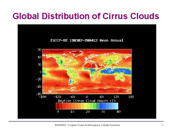 Global Distribution of Cirrus Clouds ENVI 3410 : Coupled Ocean & Atmosphere Climate Dynamics