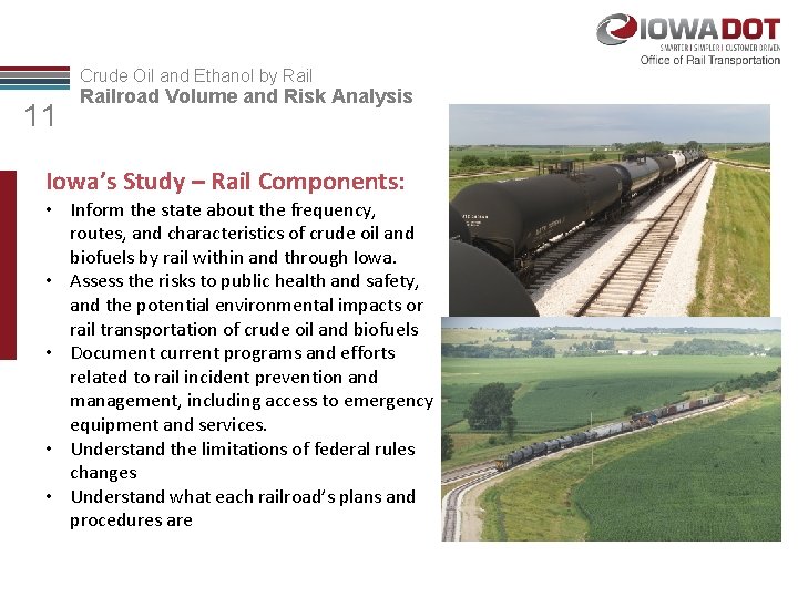 Crude Oil and Ethanol by Rail 11 Railroad Volume and Risk Analysis Iowa’s Study