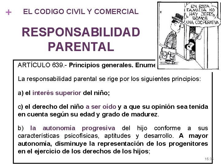 + EL CODIGO CIVIL Y COMERCIAL 11 RESPONSABILIDAD PARENTAL ARTÍCULO 639. - Principios generales.