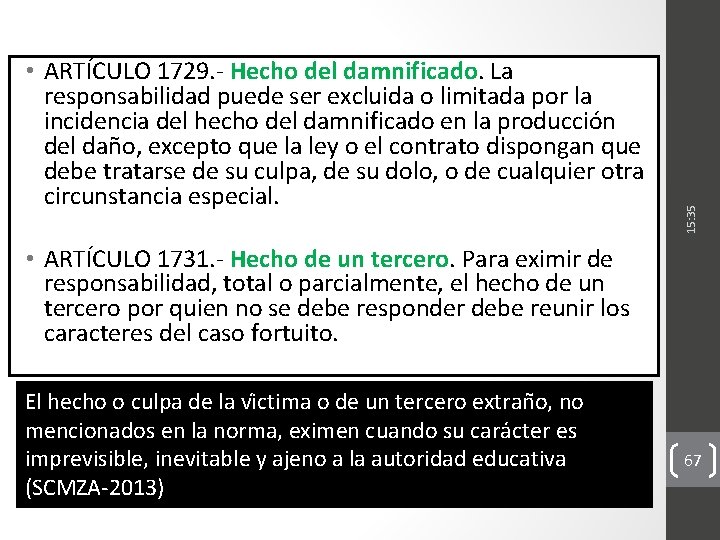 15: 35 • ARTÍCULO 1729. - Hecho del damnificado. La responsabilidad puede ser excluida