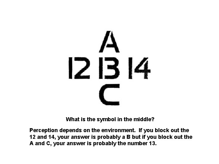 What is the symbol in the middle? Perception depends on the environment. If you