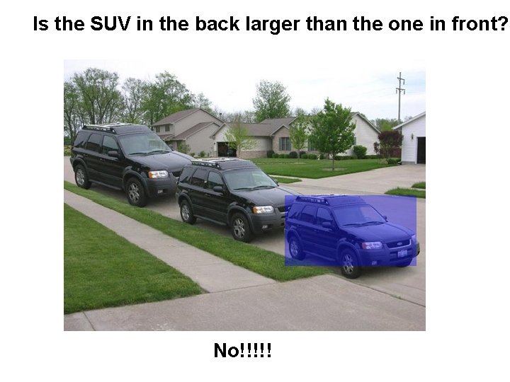 Is the SUV in the back larger than the one in front? No!!!!! 