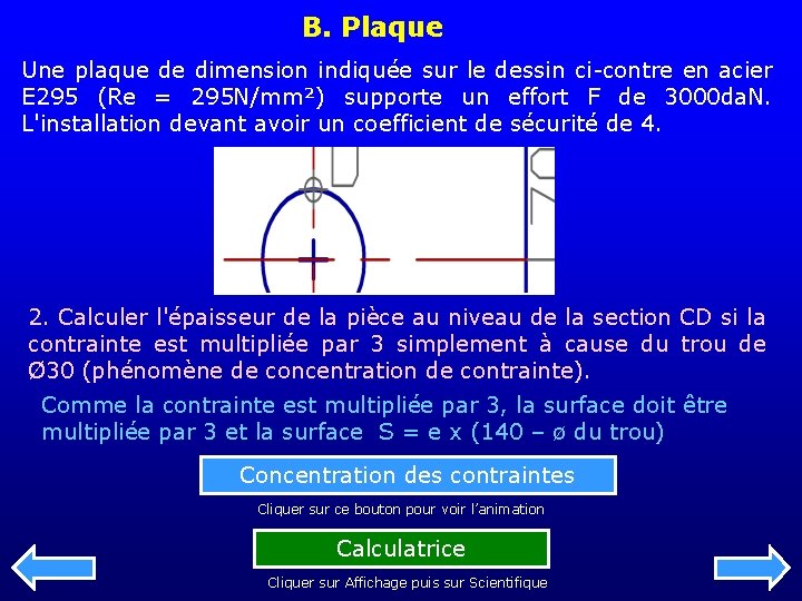 B. Plaque Une plaque de dimension indiquée sur le dessin ci-contre en acier E