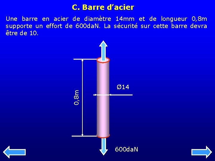 C. Barre d’acier 0, 8 m Une barre en acier de diamètre 14 mm