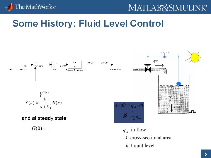 ® ® Some History: Fluid Level Control and at steady state 5 