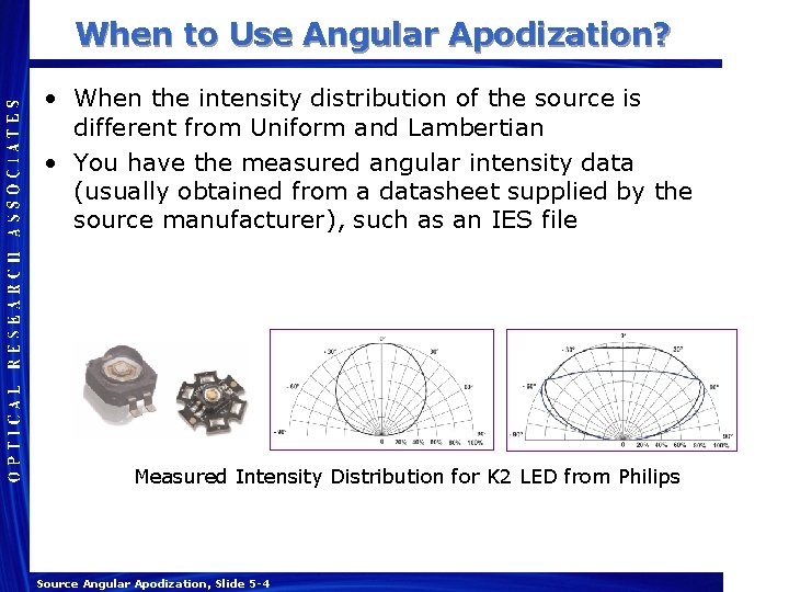 When to Use Angular Apodization? • When the intensity distribution of the source is When to Use Angular Apodization? • When the intensity distribution of the source is