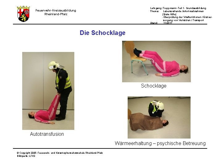 Lehrgang: Truppmann -Teil 1 - Grundausbildung Thema: Lebensrettende Sofortmaßnahmen (Erste Hilfe) -Überprüfung der Vitalfunktionen