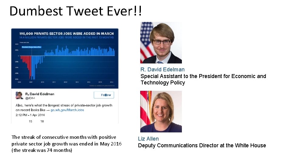 Dumbest Tweet Ever!! R. David Edelman Special Assistant to the President for Economic and