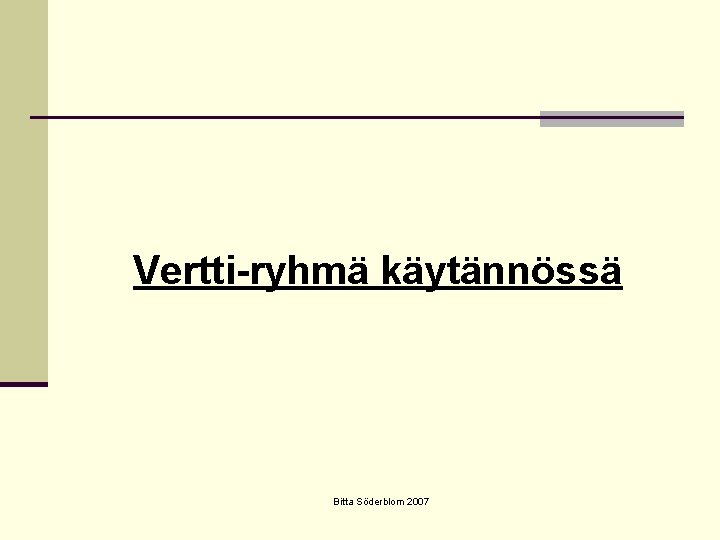 Vertti-ryhmä käytännössä Bitta Söderblom 2007 