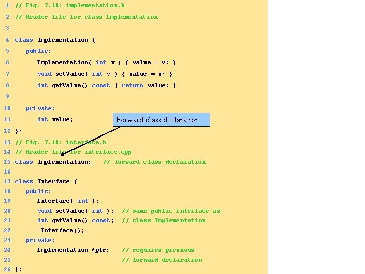 1 // Fig. 7. 10: implementation. h 2 // Header file for class Implementation