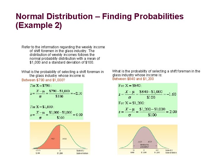 Normal Distribution – Finding Probabilities (Example 2) Refer to the information regarding the weekly