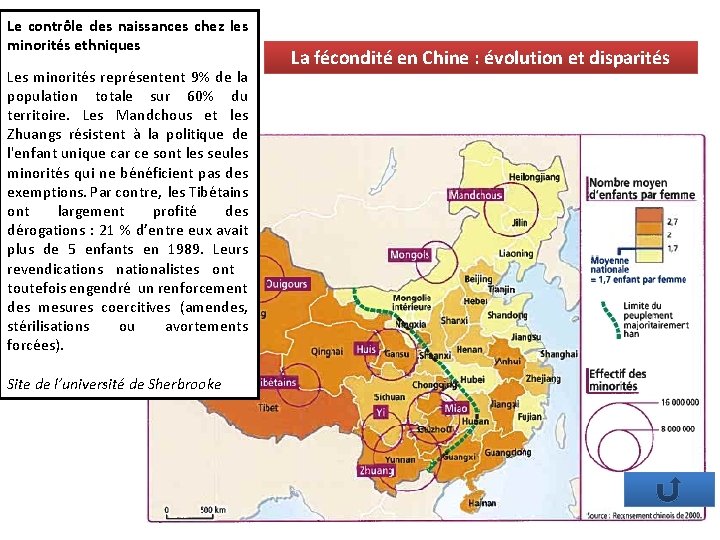 Le contrôle des naissances chez les minorités ethniques Les minorités représentent 9% de la