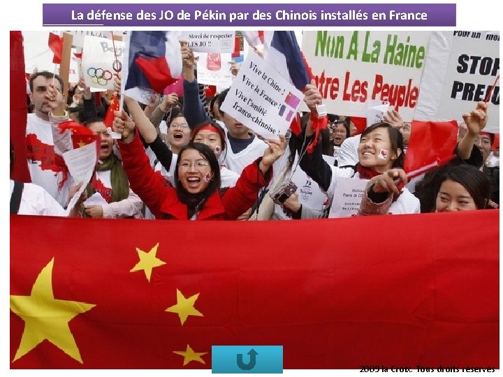 La défense des JO de Pékin par des Chinois installés en France 2009 la