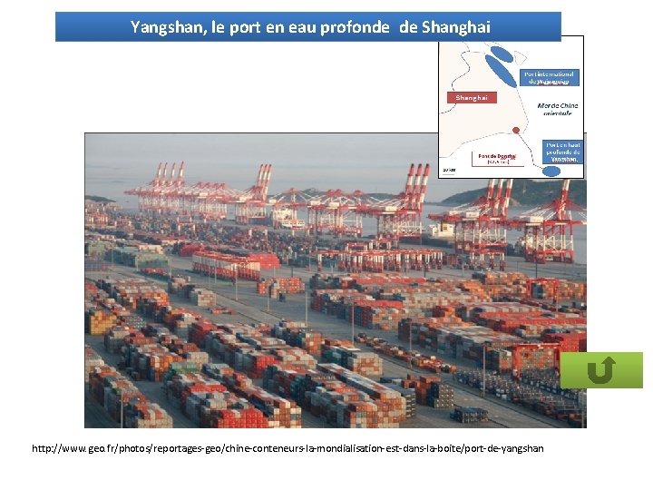  Yangshan, le port en eau profonde de Shanghai http: //www. geo. fr/photos/reportages-geo/chine-conteneurs-la-mondialisation-est-dans-la-boite/port-de-yangshan 