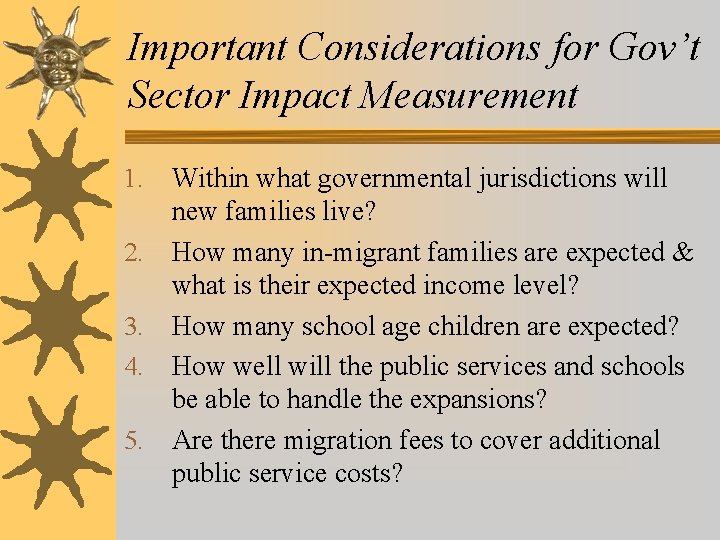 Important Considerations for Gov’t Sector Impact Measurement 1. 2. 3. 4. 5. Within what Important Considerations for Gov’t Sector Impact Measurement 1. 2. 3. 4. 5. Within what