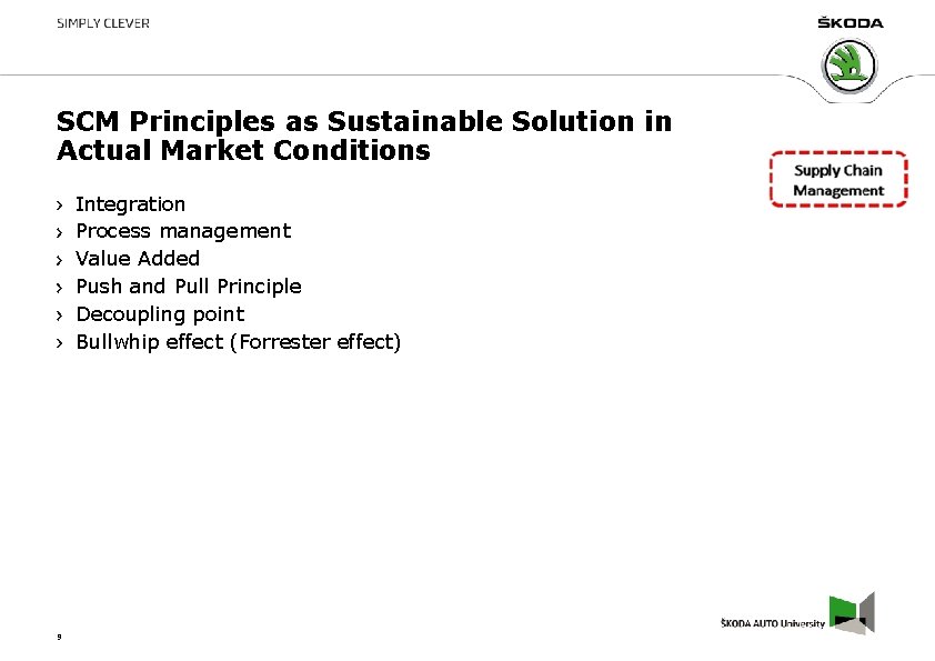 SCM Principles as Sustainable Solution in Actual Market Conditions Integration Process management Value Added