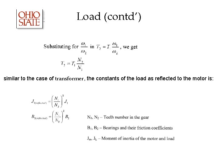 Load (contd’) similar to the case of transformer, the constants of the load as Load (contd’) similar to the case of transformer, the constants of the load as