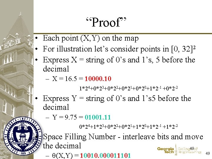 “Proof” • Each point (X, Y) on the map • For illustration let’s consider