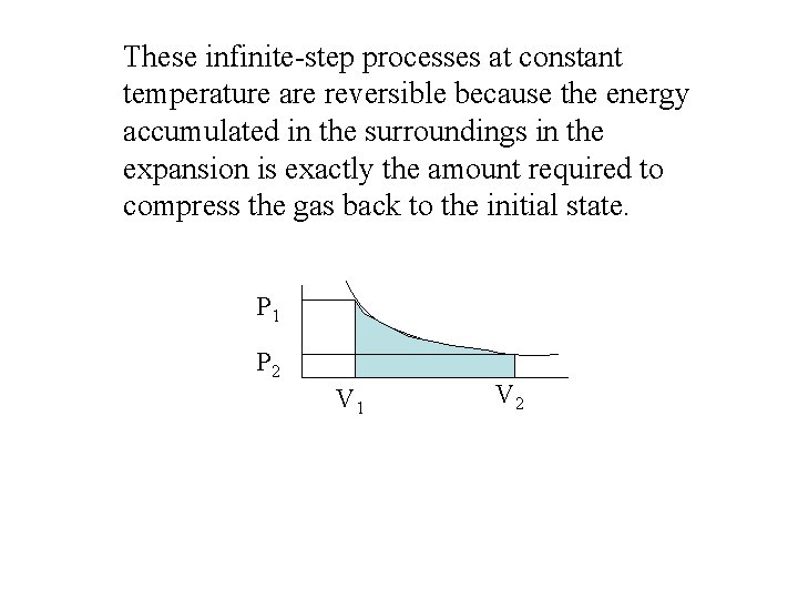 These infinite-step processes at constant temperature are reversible because the energy accumulated in the