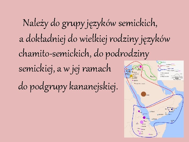 Należy do grupy języków semickich, a dokładniej do wielkiej rodziny języków chamito-semickich, do podrodziny