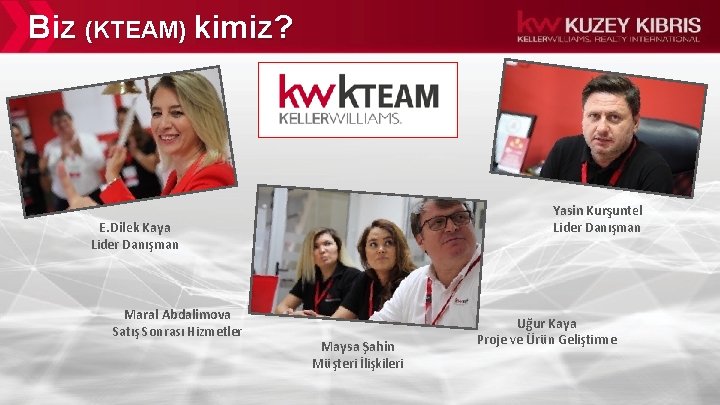 Biz (KTEAM) kimiz? Yasin Kurşuntel Lider Danışman E. Dilek Kaya Lider Danışman Maral Abdalimova