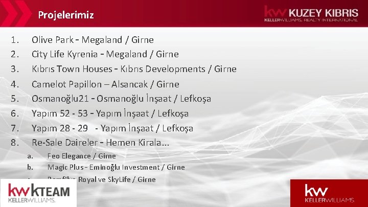 Projelerimiz 1. 2. 3. 4. 5. 6. 7. 8. Olive Park – Megaland /
