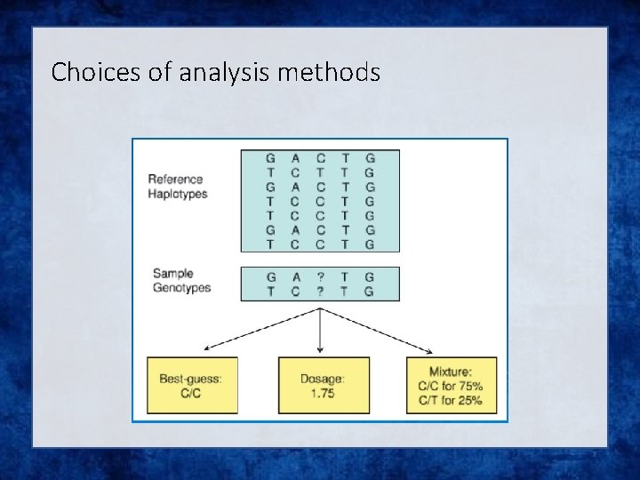 Choices of analysis methods 