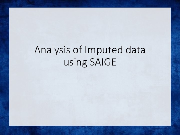 Analysis of Imputed data using SAIGE 