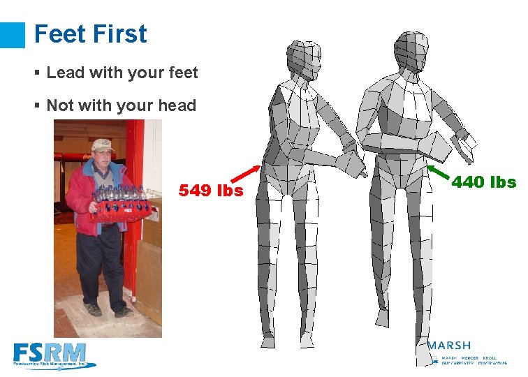 Feet First § Lead with your feet § Not with your head 549 lbs