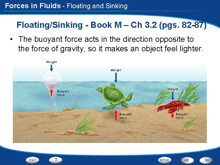 Forces in Fluids Table of Contents Pressure Floating