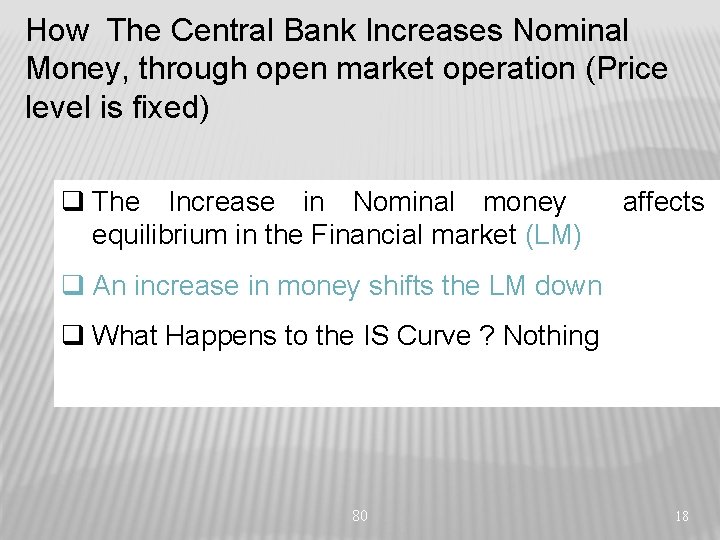 How The Central Bank Increases Nominal Money, through open market operation (Price level is