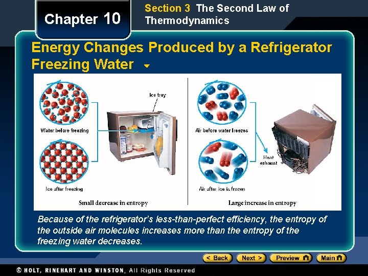 Chapter 10 Section 3 The Second Law of Thermodynamics Energy Changes Produced by a