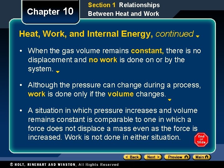 Chapter 10 Section 1 Relationships Between Heat and Work Heat, Work, and Internal Energy,