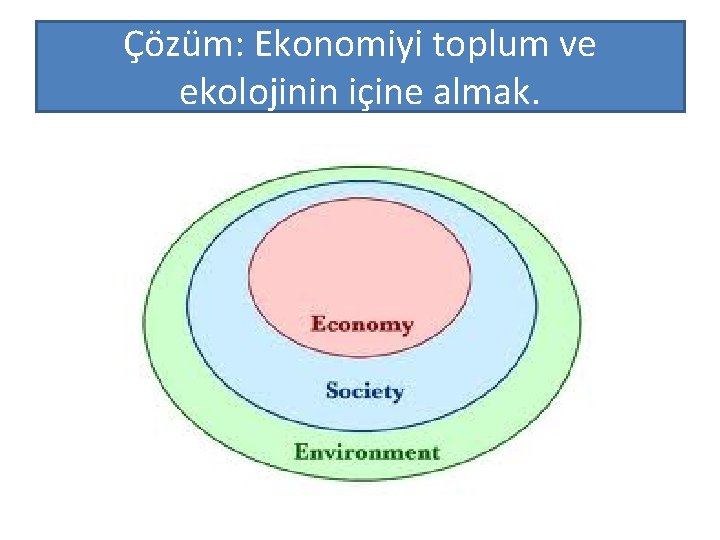 Çözüm: Ekonomiyi toplum ve ekolojinin içine almak. 