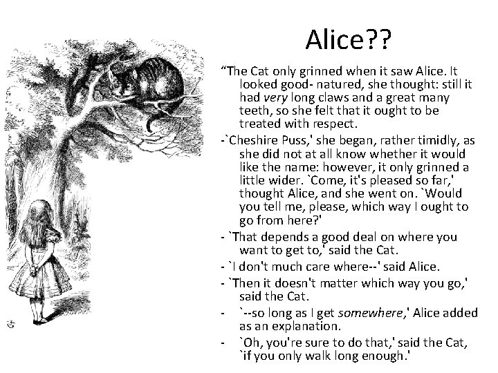  Alice? ? “The Cat only grinned when it saw Alice. It looked good-