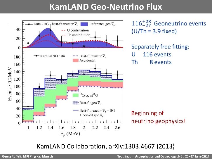 Kam. LAND Geo-Neutrino Flux Beginning of neutrino geophysics! Kam. LAND Collaboration, ar. Xiv: 1303.