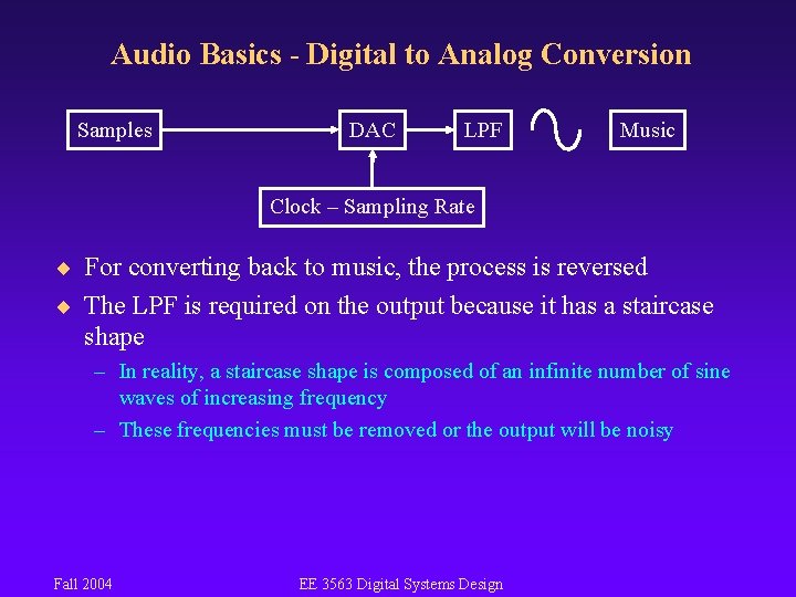 Audio Basics - Digital to Analog Conversion Samples DAC LPF Music Clock – Sampling