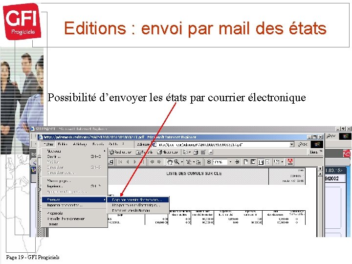 Editions : envoi par mail des états Possibilité d’envoyer les états par courrier électronique