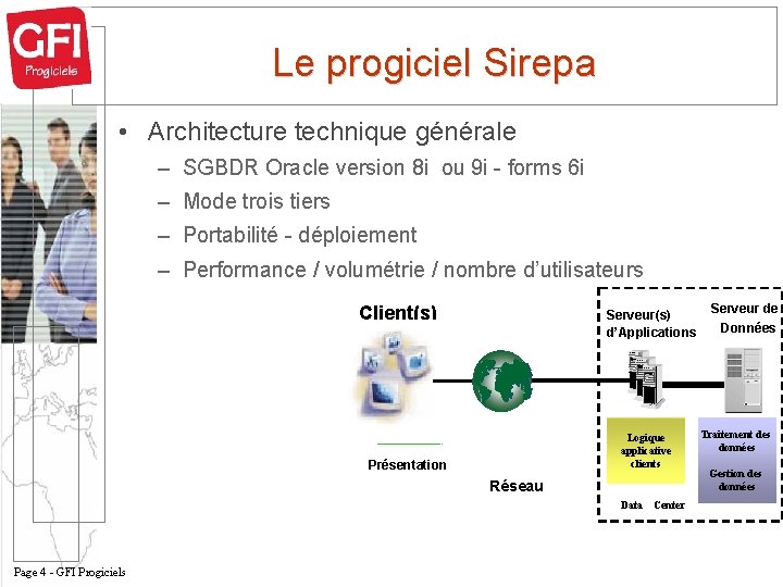Le progiciel Sirepa • Architecture technique générale – SGBDR Oracle version 8 i ou