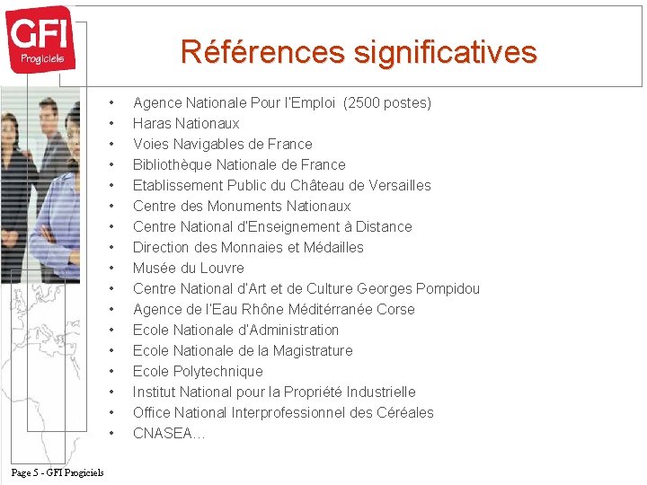 Références significatives • • • • • Page 5 - GFI Progiciels Agence Nationale