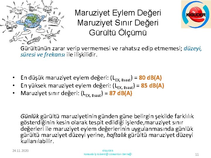 Maruziyet Eylem Değeri Maruziyet Sınır Değeri Gürültü Ölçümü Gürültünün zarar verip vermemesi ve rahatsız