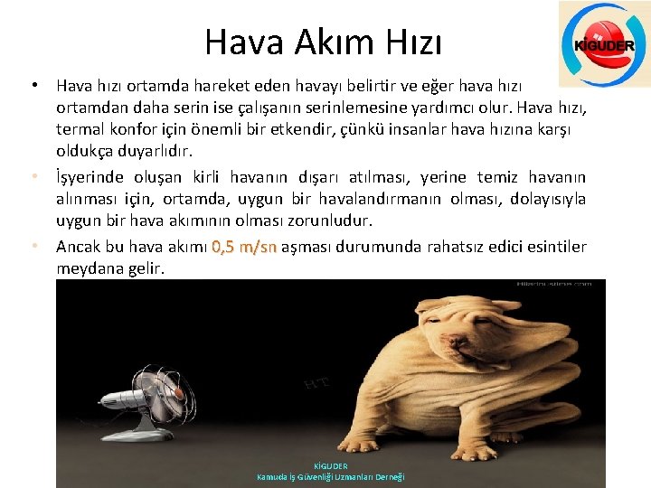 Hava Akım Hızı • Hava hızı ortamda hareket eden havayı belirtir ve eğer hava