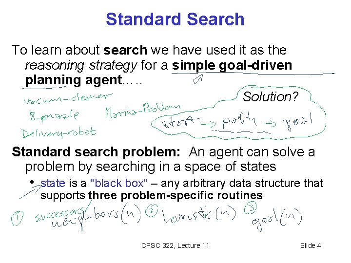 Standard Search To learn about search we have used it as the reasoning strategy