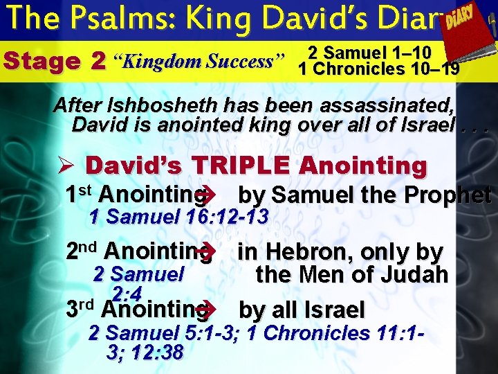 The Psalms: King David’s Diary Stage 2 Samuel 1– 10 “Kingdom Success” 2 1