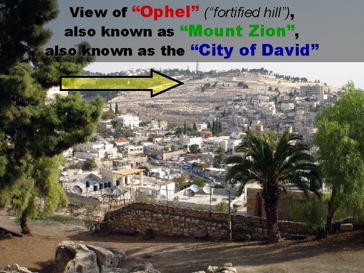 View of “Ophel” (“fortified hill”), also known as “Mount Zion”, also known as the