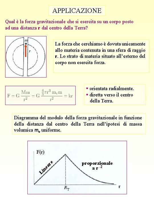 APPLICAZIONE Qual è la forza gravitazionale che si esercita su un corpo posto ad